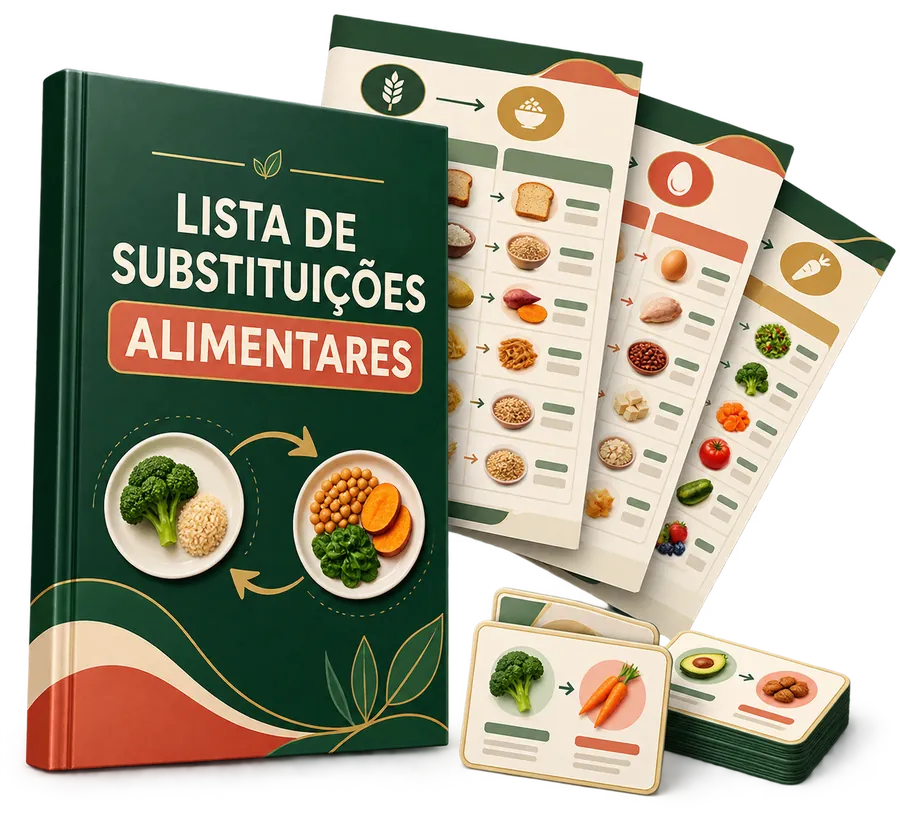 Mockup do bônus Lista de Substituições Alimentares